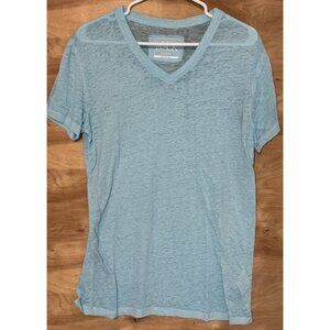 Buckle Black  V-Neck T-Shirt Women's Med Blue Short Sleeve Sheer